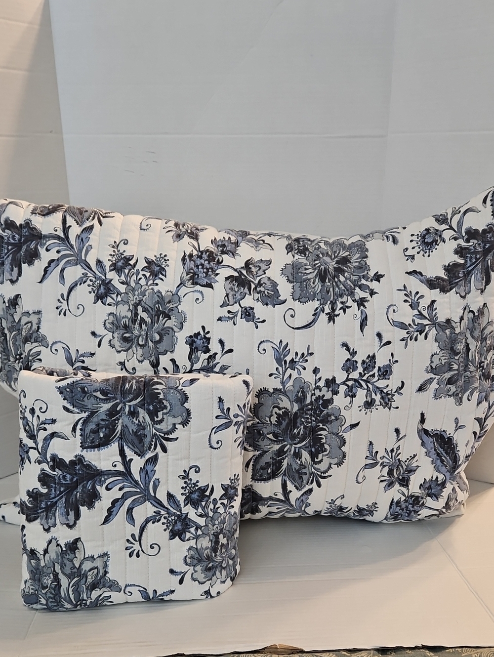 Bee & Willow Blues White Floral Quilted Standard Pillow Shams
